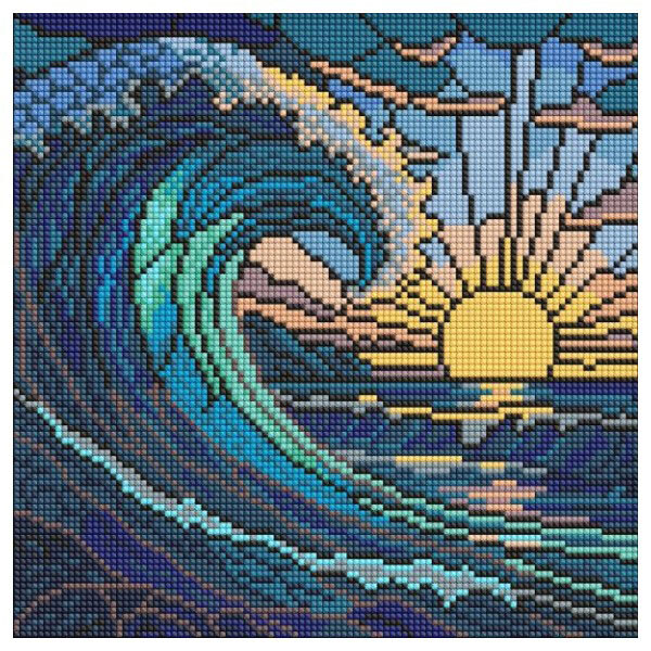 Алмазна мозаїка "Вітраж. Хвиля", 30х30см, Ідейка - № 1 Алмазна мозаїка "Вітраж. Хвиля", 30х30см, Ідейка - № 1