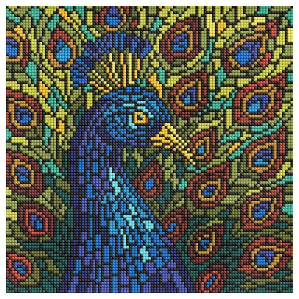 Алмазна мозаїка "Вітраж. Павич", 30х30см, Ідейка - № 1 Алмазна мозаїка "Вітраж. Павич", 30х30см, Ідейка - № 1