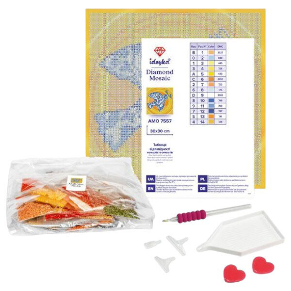 Алмазна мозаїка "Вітраж. Павич", 30х30см, Ідейка - № 2 Алмазна мозаїка "Вітраж. Павич", 30х30см, Ідейка - № 2