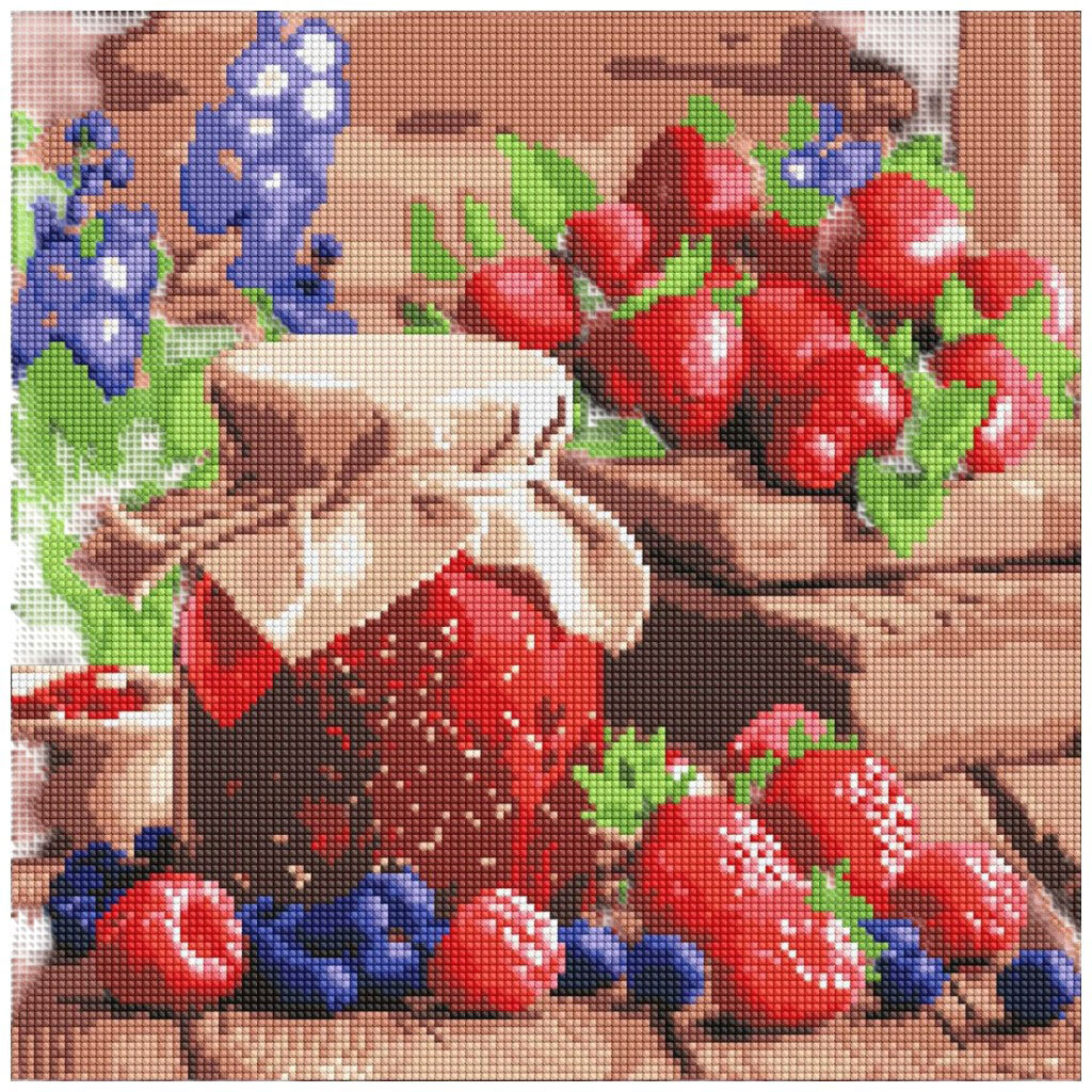 Алмазная мозаика "Малиновое варенье", 40х40см, Ідейка - № 1 Алмазная мозаика "Малиновое варенье", 40х40см, Ідейка - № 1