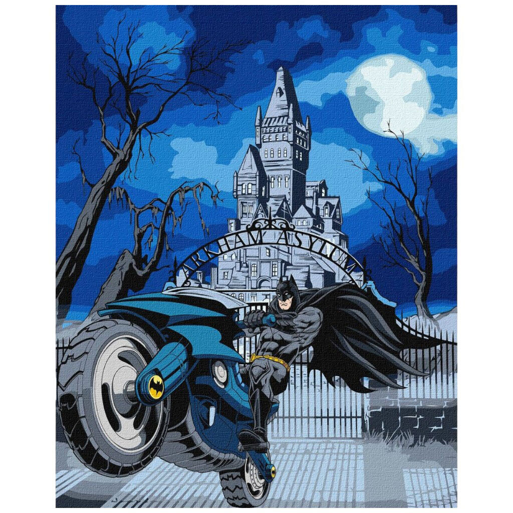 Картина по номерам "Batman: Batcycle с красками металлик extra", 40х50см, Ідейка - № 1 Картина по номерам "Batman: Batcycle с красками металлик extra", 40х50см, Ідейка - № 1