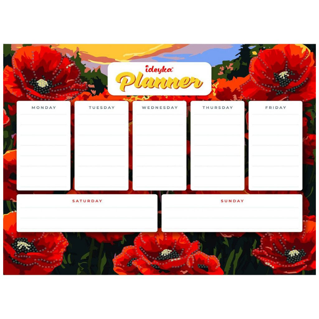 Планер на магнитной основе с алмазной мозаикой "Маки", 32х40 см, Ідейка - № 1 Планер на магнитной основе с алмазной мозаикой "Маки", 32х40 см, Ідейка - № 1