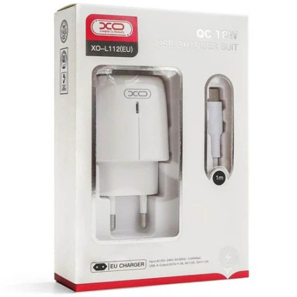 СЗУ XO L112, MicroUSB, З кабелем, Білий - № 3 СЗУ XO L112, MicroUSB, З кабелем, Білий - № 3