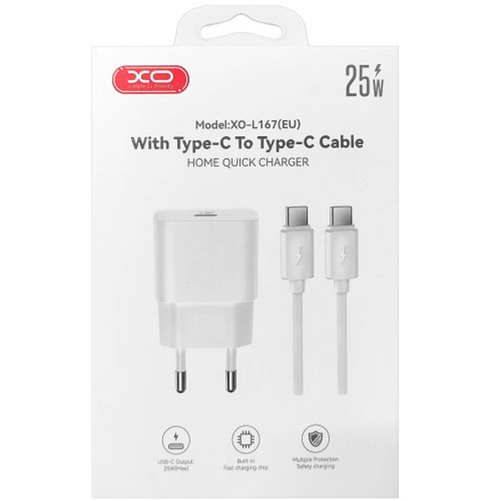 СЗУ XO L167, Type-C, З кабелем, Білий - № 5 СЗУ XO L167, Type-C, З кабелем, Білий - № 5