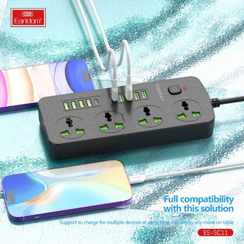 Мережевий подовжувач Earldom ES-SC11, 2.0 м., Чорний - № 3 Мережевий подовжувач Earldom ES-SC11, 2.0 м., Чорний - № 3