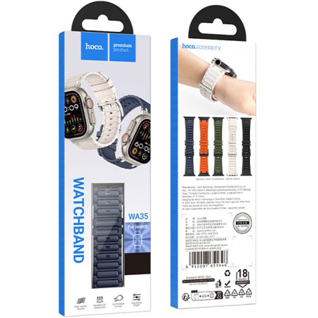 Ремінець Apple Watch 38 / Watch 40, Hoco iWatch WA35, Grayish Blue, Синій - № 4 Ремінець Apple Watch 38 / Watch 40, Hoco iWatch WA35, Grayish Blue, Синій - № 4