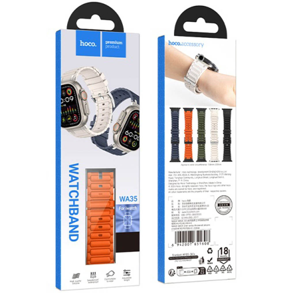 Ремінець Apple Watch 38 / Watch 40, Hoco iWatch WA35, Помаранчевий - № 5 Ремінець Apple Watch 38 / Watch 40, Hoco iWatch WA35, Помаранчевий - № 5