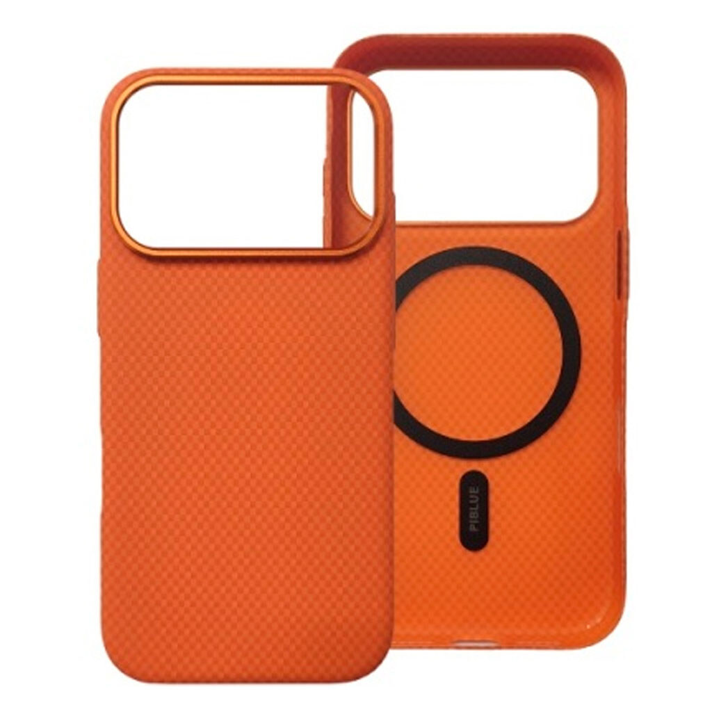 Чохол (накладка) Apple iPhone 17 Pro Max, Piblue Carbon Glacier, MagSafe, Помаранчевий - № 1 Чохол (накладка) Apple iPhone 17 Pro Max, Piblue Carbon Glacier, MagSafe, Помаранчевий - № 1