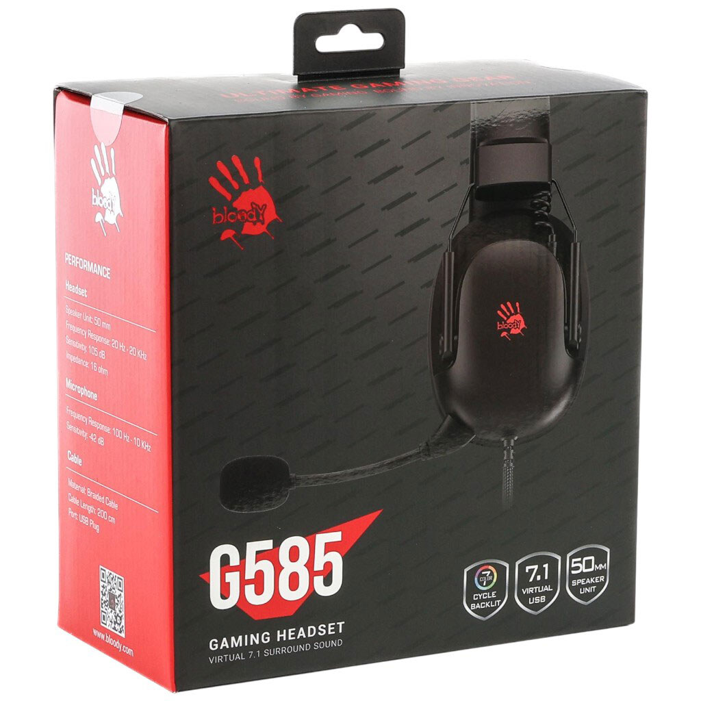 Гарнитура Bloody G585, С микрофоном, Черный - № 12 Гарнитура Bloody G585, С микрофоном, Черный - № 12