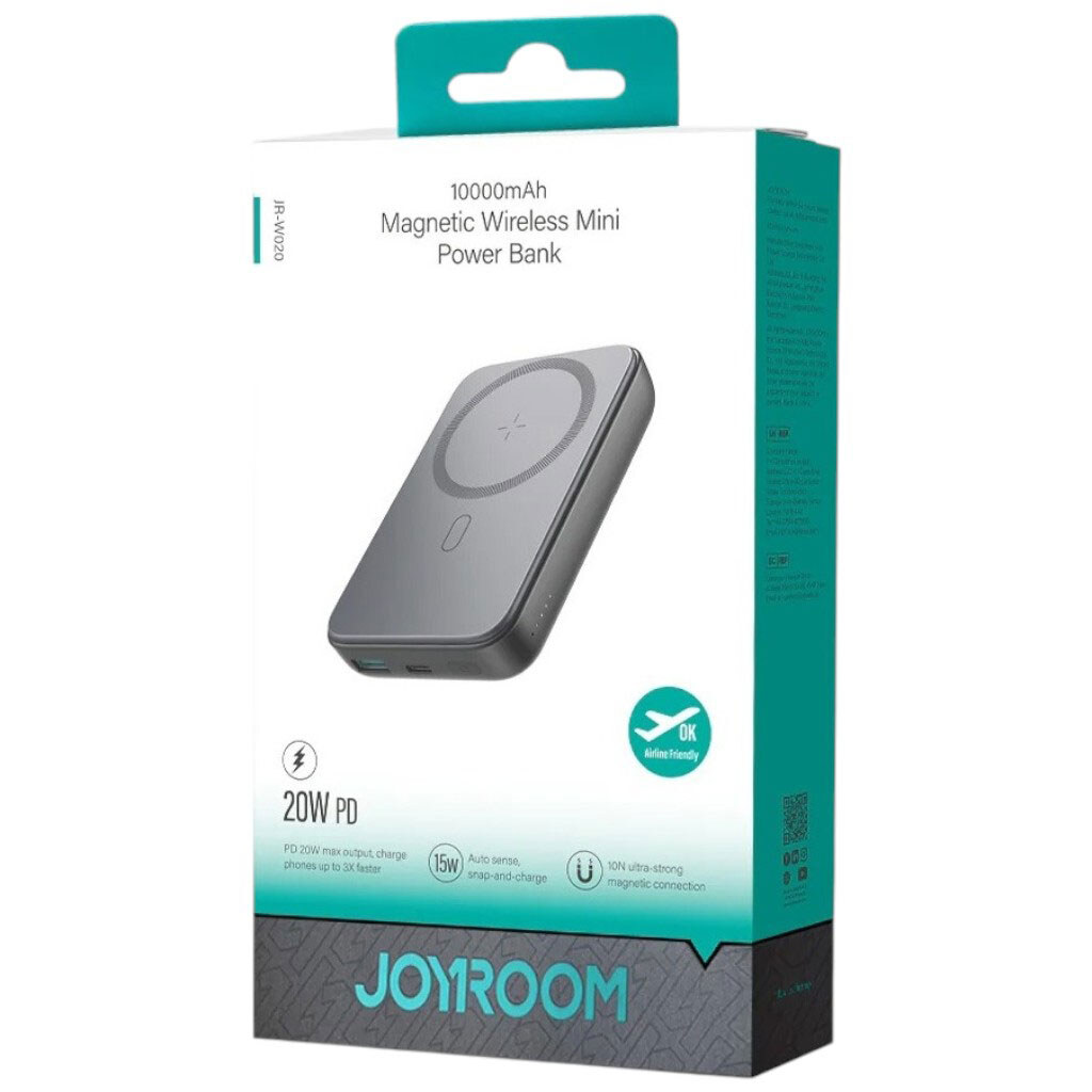 Портативная батарея (Power Bank) Joyroom Magnetic Wireless JR-W020, 10000 mAh, Черный - № 6 Портативная батарея (Power Bank) Joyroom Magnetic Wireless JR-W020, 10000 mAh, Черный - № 6