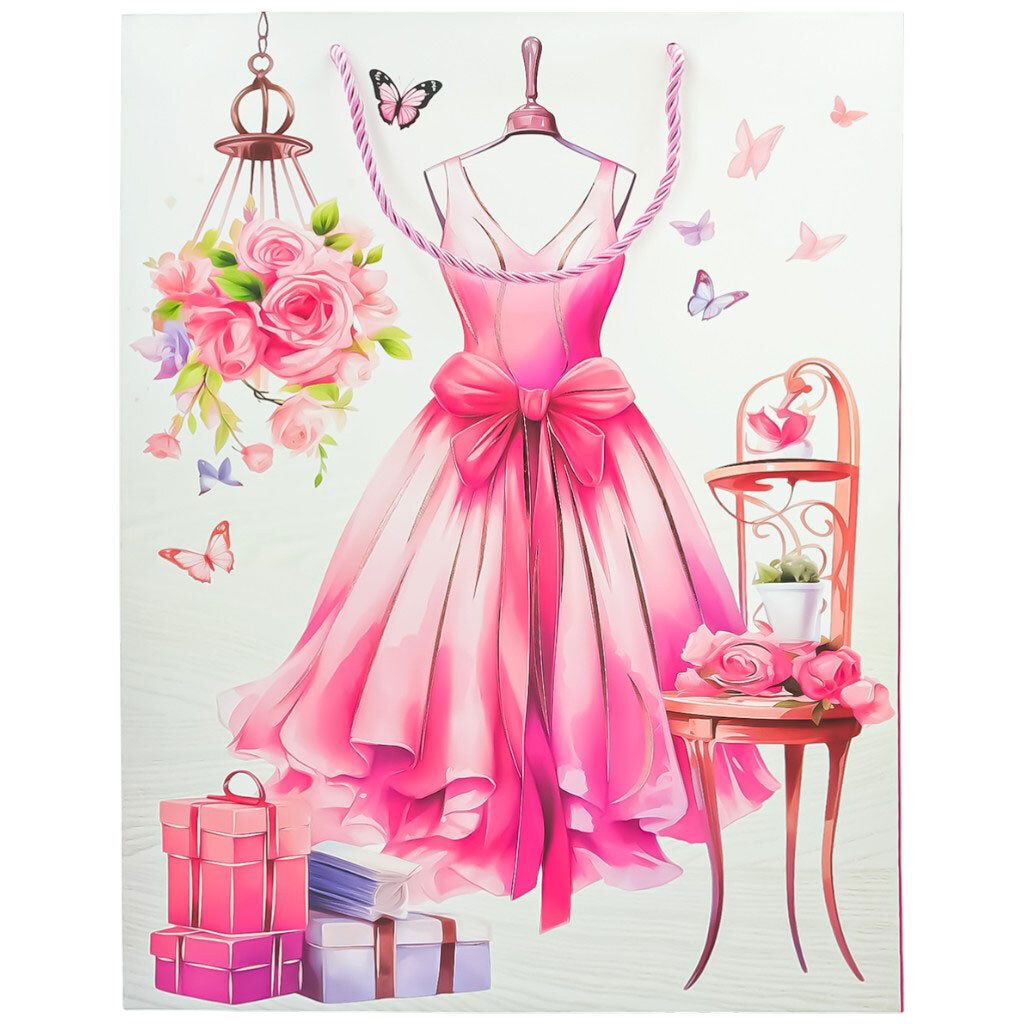 Пакет подарочный бумажный девичий с рисунком, 31х40х12 см - № 1 Пакет подарочный бумажный девичий с рисунком, 31х40х12 см - № 1