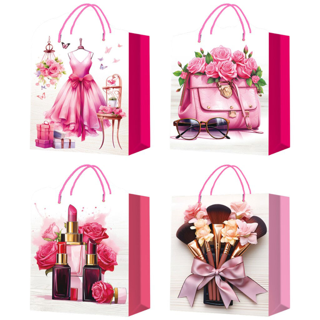 Пакет подарочный бумажный девичий с рисунком, 31х40х12 см - № 3 Пакет подарочный бумажный девичий с рисунком, 31х40х12 см - № 3