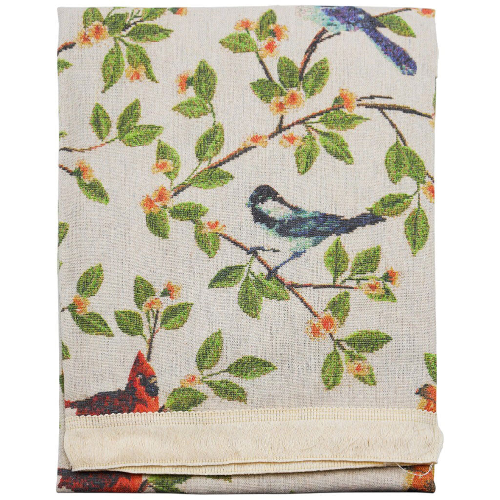 Скатерть для стола текстильная "Птички на ветке", 140х100 см - № 1 Скатерть для стола текстильная "Птички на ветке", 140х100 см - № 1