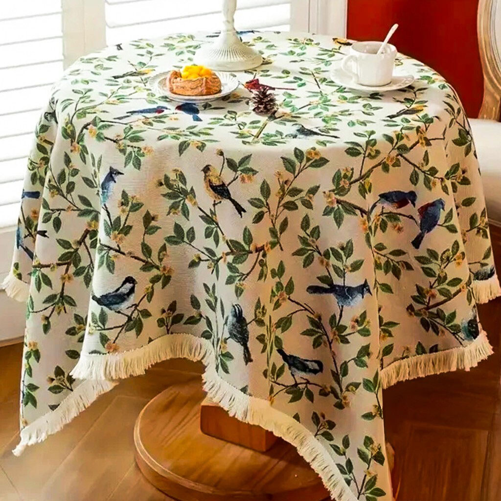Скатерть для стола текстильная "Птички на ветке", 140х100 см - № 3 Скатерть для стола текстильная "Птички на ветке", 140х100 см - № 3
