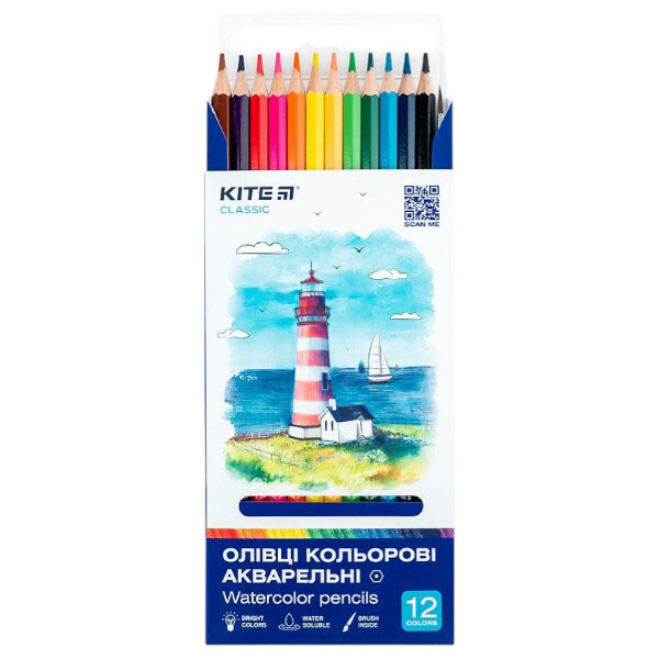 Карандаши цветные акварельные "Classic", 12 шт., Kite - № 4 Карандаши цветные акварельные "Classic", 12 шт., Kite - № 4