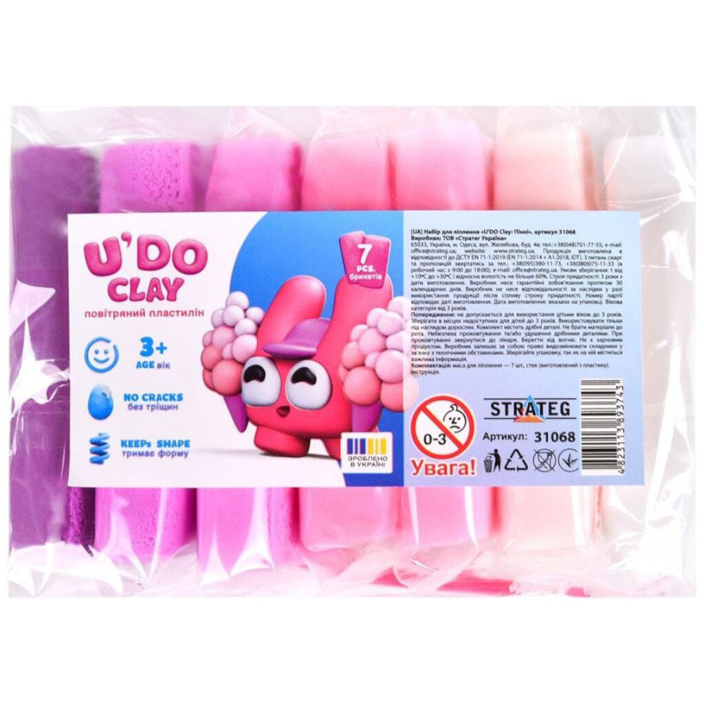 Набор для лепки "UʼDO Clay: Пинки", Strateg - № 1 Набор для лепки "UʼDO Clay: Пинки", Strateg - № 1