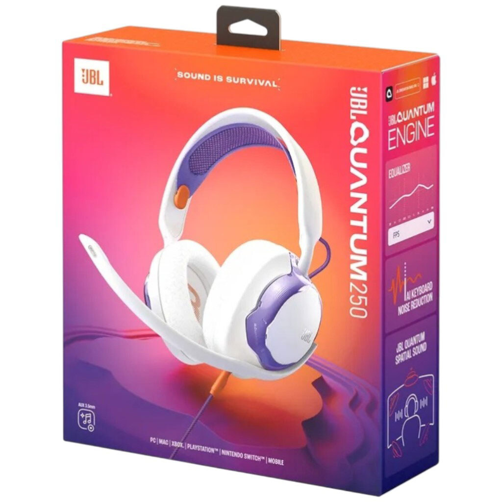Гарнітура JBL Quantum 250, З мікрофоном, Білий - № 9 Гарнітура JBL Quantum 250, З мікрофоном, Білий - № 9