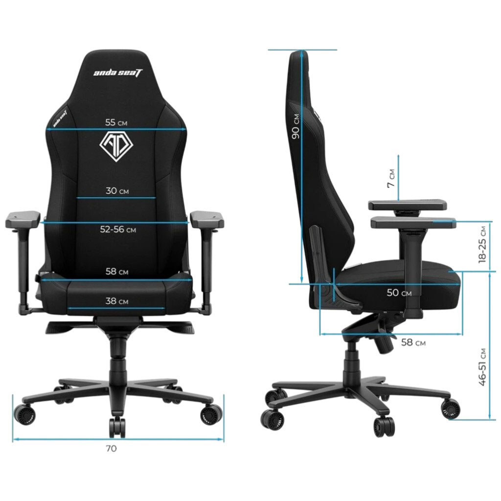 Крісло для геймерів Anda Seat Phantom 3 Size XL, Чорний - № 9 Крісло для геймерів Anda Seat Phantom 3 Size XL, Чорний - № 9