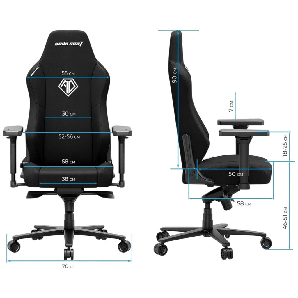 Крісло для геймерів Anda Seat Phantom 3 Size XL Fabric, Сірий - № 9 Крісло для геймерів Anda Seat Phantom 3 Size XL Fabric, Сірий - № 9