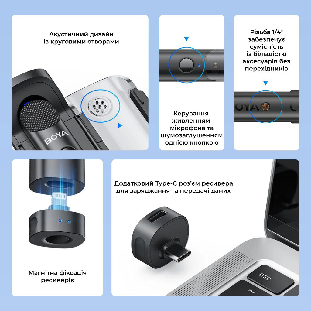 Мікрофон BOYA Magic-05, Чорний - № 8 Мікрофон BOYA Magic-05, Чорний - № 8