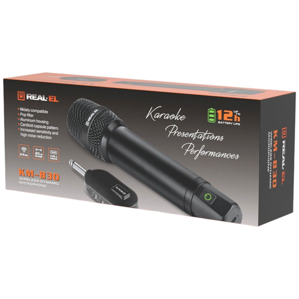 Микрофон REAL-EL KM-830, Черный - № 9 Микрофон REAL-EL KM-830, Черный - № 9