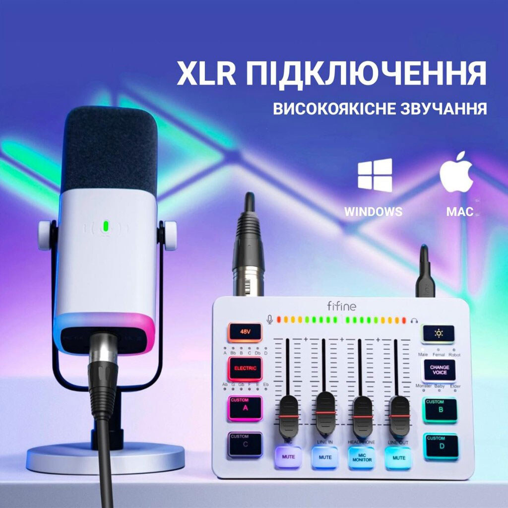 Мікшерний пульт Fifine SC3W, Білий - № 7 Мікшерний пульт Fifine SC3W, Білий - № 7