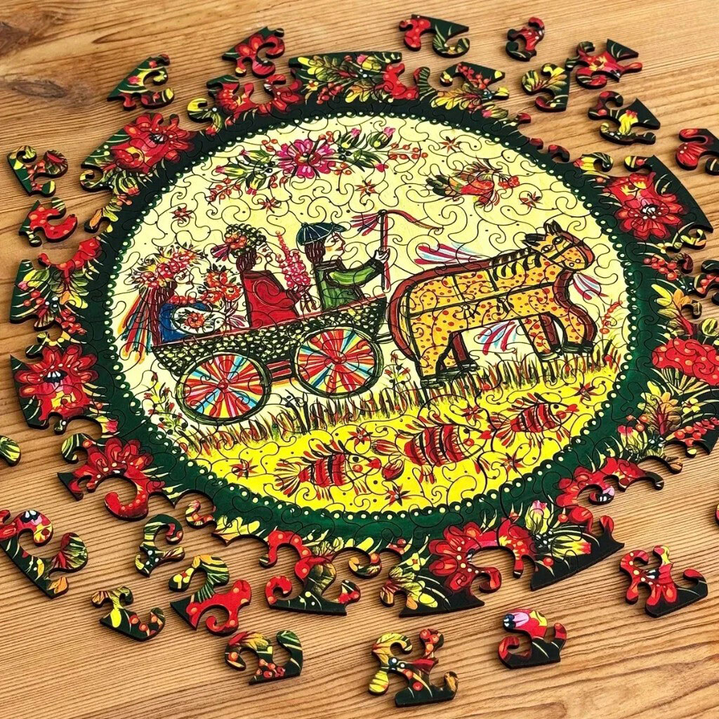 Пазл деревянный "Петриковская свадьба", UkrainianPuzzles - № 4 Пазл деревянный "Петриковская свадьба", UkrainianPuzzles - № 4