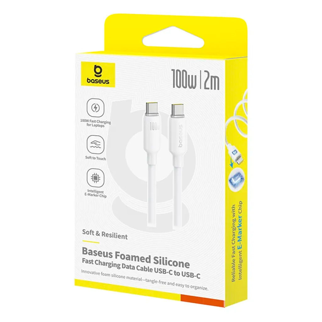 USB кабель Baseus E0426705 Foamed, Type-C, 2.0 м., Белый - № 2 USB кабель Baseus E0426705 Foamed, Type-C, 2.0 м., Белый - № 2