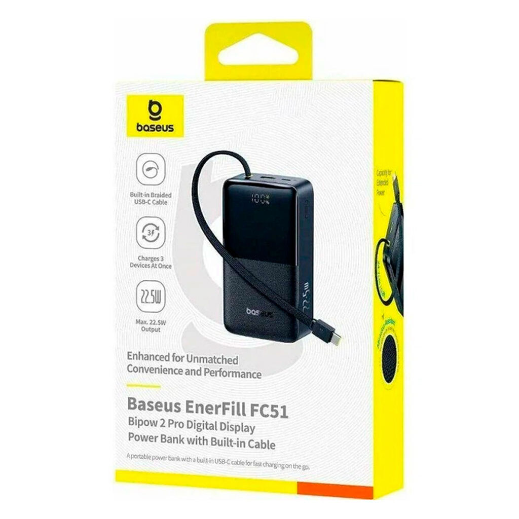 Портативна батарея (Power Bank) Baseus E0028100 EnerFill FC51 Bipow2 Pro, 30000 mAh, Чорний - № 4 Портативна батарея (Power Bank) Baseus E0028100 EnerFill FC51 Bipow2 Pro, 30000 mAh, Чорний - № 4