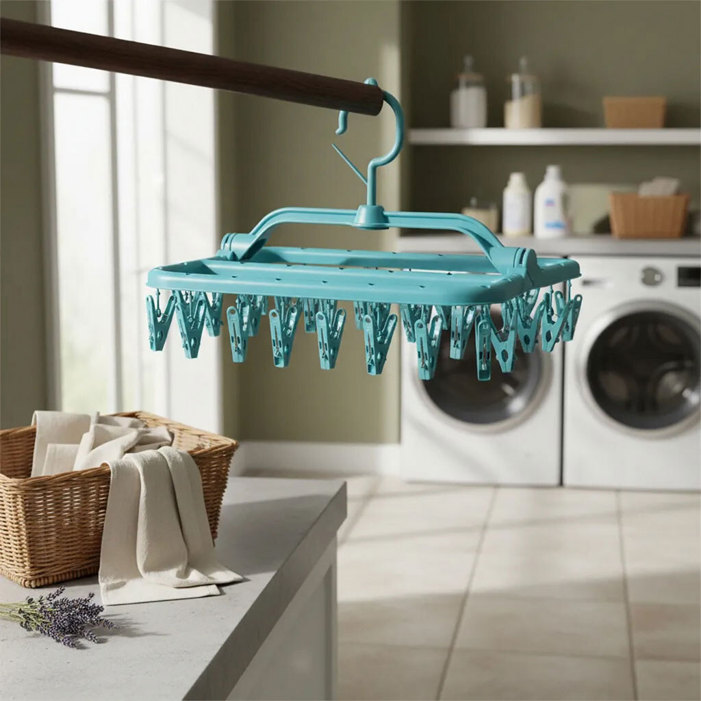 Вешалка для сушки белья квадратная с прищепками - № 3 Вешалка для сушки белья квадратная с прищепками - № 3