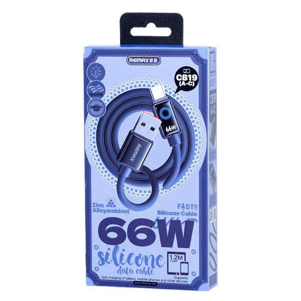 USB кабель Remax CB19 Illumine, Type-C, 1.2 м., Чорний - № 2 USB кабель Remax CB19 Illumine, Type-C, 1.2 м., Чорний - № 2