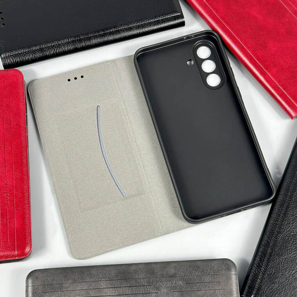 Чохол (книга) Samsung Galaxy A57 5G, Mustang Matte Black, Червоний - № 3 Чохол (книга) Samsung Galaxy A57 5G, Mustang Matte Black, Червоний - № 3