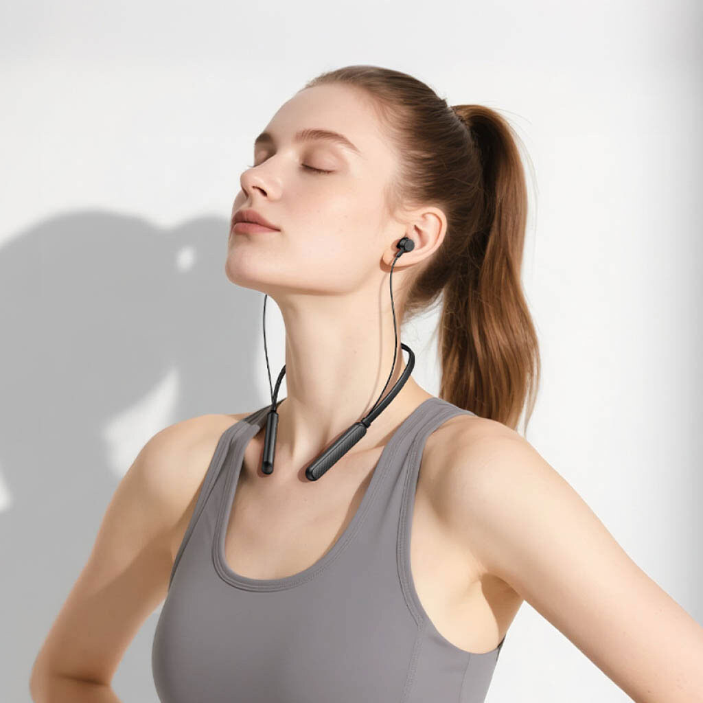 Bluetooth-гарнітура Borofone BE72 Sun Neck, Стерео, Чорний - № 7 Bluetooth-гарнітура Borofone BE72 Sun Neck, Стерео, Чорний - № 7