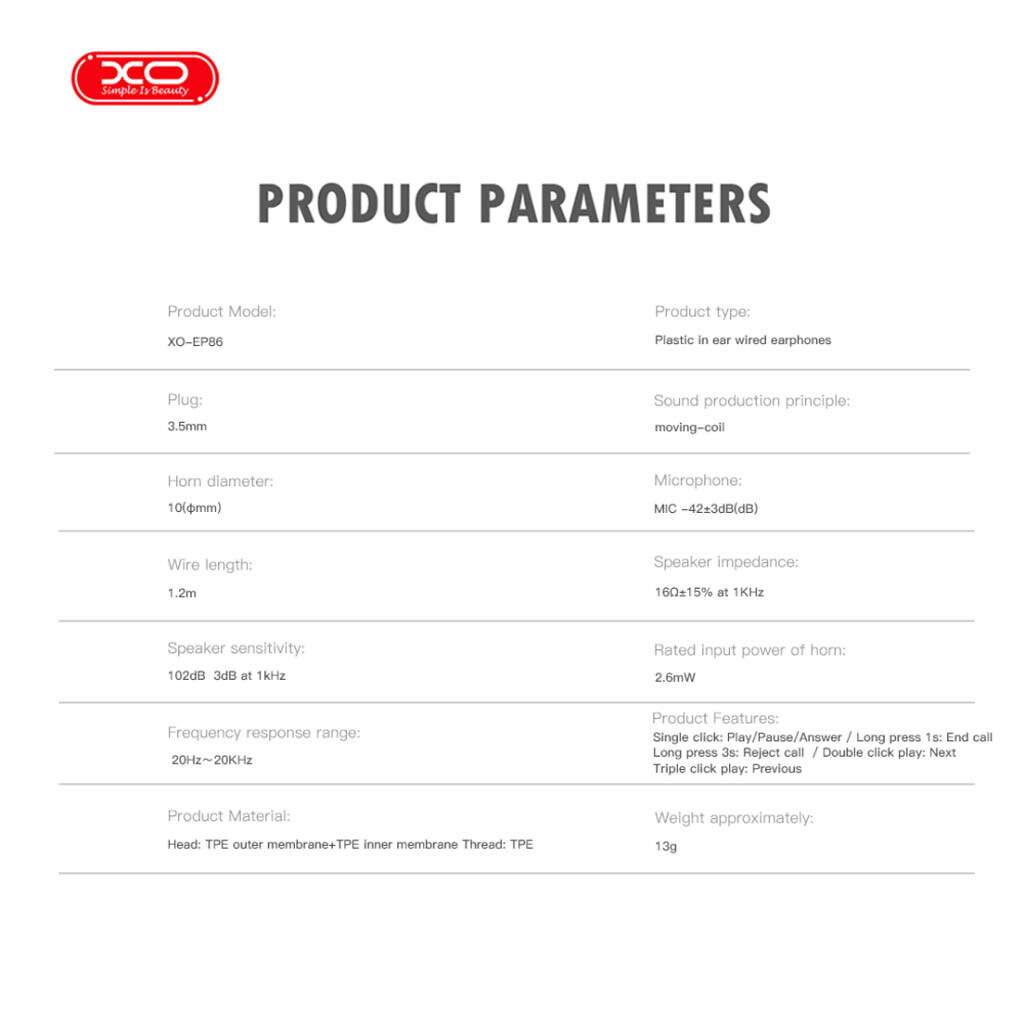 Наушники XO EP86, С микрофоном, Черный - № 5 Наушники XO EP86, С микрофоном, Черный - № 5