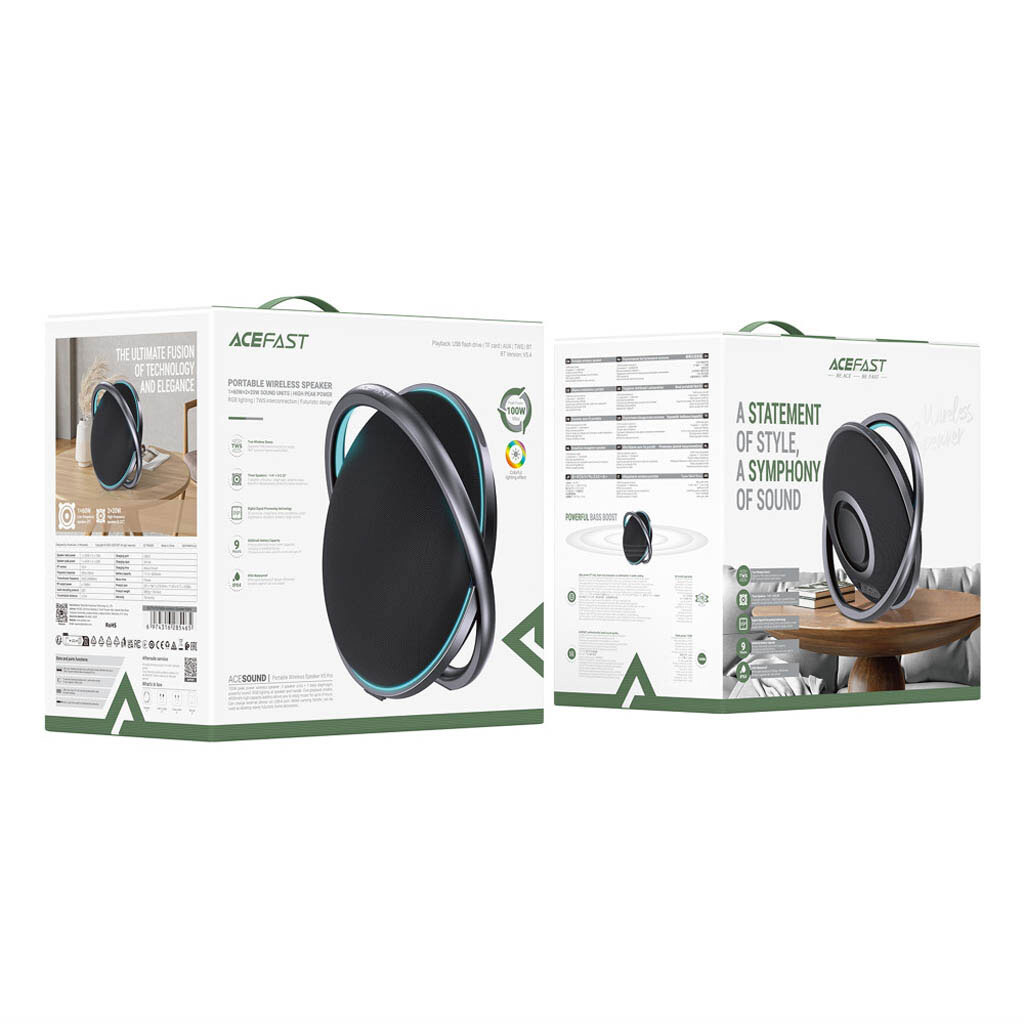 Портативна колонка AceFast K5 Pro, Чорний - № 8 Портативна колонка AceFast K5 Pro, Чорний - № 8