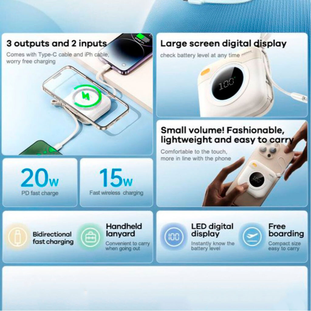 Портативная батарея (Power Bank) Remax RPP-152, 10000 mAh, Белый - № 3 Портативная батарея (Power Bank) Remax RPP-152, 10000 mAh, Белый - № 3