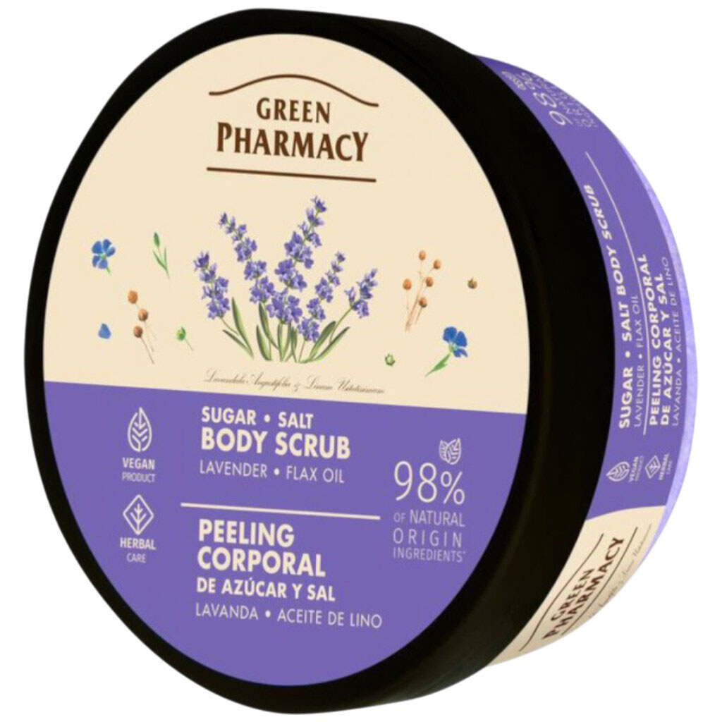 Сахарно-солевой скраб д/тела Green Pharmacy "Лаванда и масло льна", 200мл - № 1 Сахарно-солевой скраб д/тела Green Pharmacy "Лаванда и масло льна", 200мл - № 1
