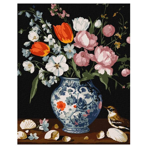 Картина за номерами "Букет у гарній вазі", 40х50см, Ідейка - № 1 Картина за номерами "Букет у гарній вазі", 40х50см, Ідейка - № 1