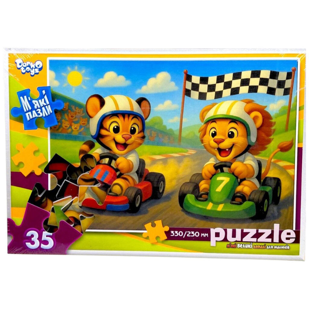 Мягкие пазлы "Кошачьи гонки", 35 элементов, Dankotoys - № 1 Мягкие пазлы "Кошачьи гонки", 35 элементов, Dankotoys - № 1