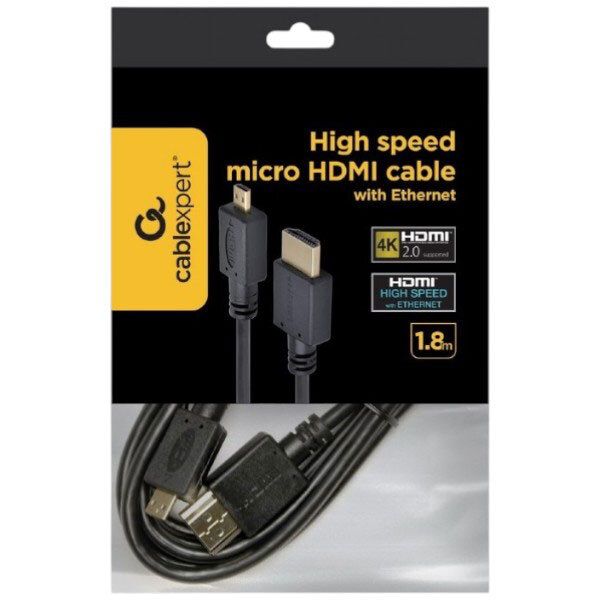 Кабель Cablexpert HDMI - micro-HDMI, 1.8 м., Чорний - № 4 Кабель Cablexpert HDMI - micro-HDMI, 1.8 м., Чорний - № 4