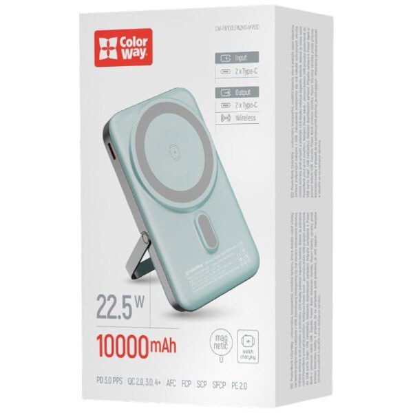 Портативная батарея (Power Bank) ColorWay CW-PB100LPA2MT-WPDD, 10000 mAh, Голубой - № 4 Портативная батарея (Power Bank) ColorWay CW-PB100LPA2MT-WPDD, 10000 mAh, Голубой - № 4