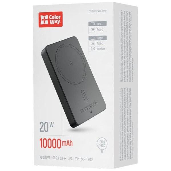 Портативная батарея (Power Bank) ColorWay CW-PB100LPA1BK-WPDD, 10000 mAh, Черный - № 3 Портативная батарея (Power Bank) ColorWay CW-PB100LPA1BK-WPDD, 10000 mAh, Черный - № 3