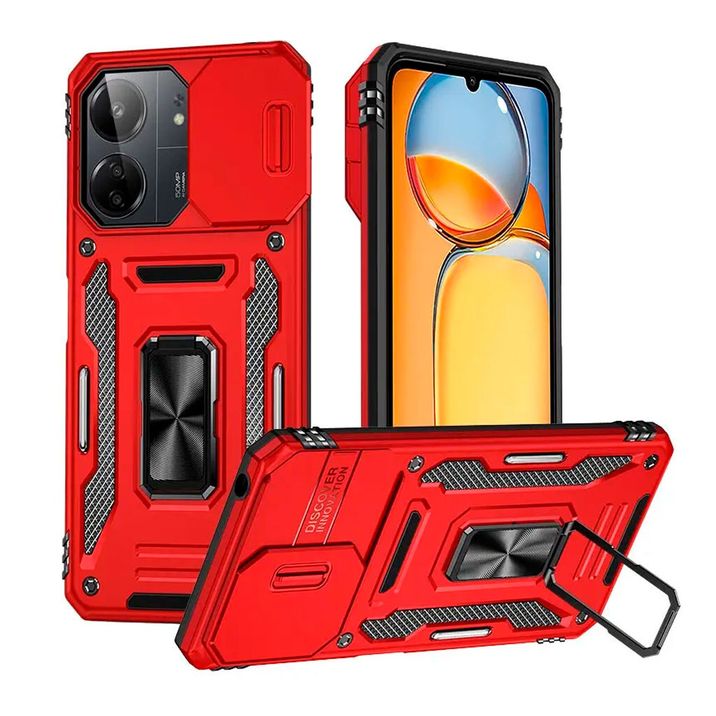 Чехол (накладка) Xiaomi Redmi 15, Epik Camshield Army Ring, Красный - № 1 Чехол (накладка) Xiaomi Redmi 15, Epik Camshield Army Ring, Красный - № 1