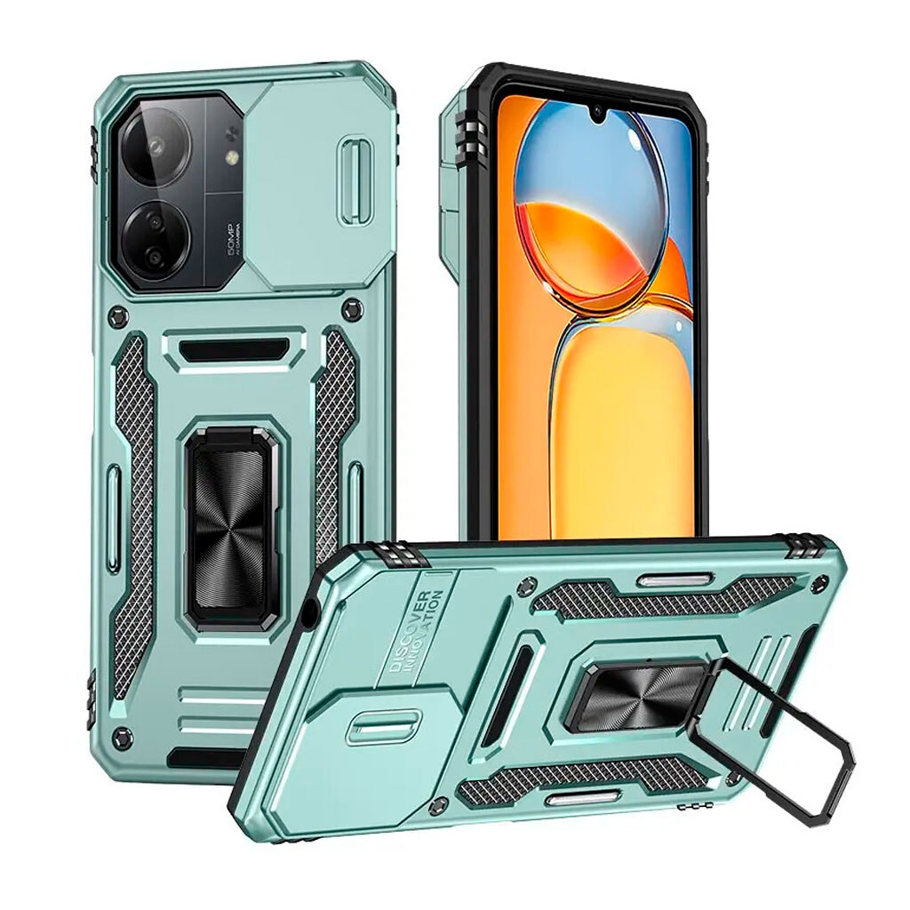 Чехол (накладка) Xiaomi Poco C85 / Redmi 15C, Epik Camshield Army Ring, Light Green, Зеленый - № 1 Чехол (накладка) Xiaomi Poco C85 / Redmi 15C, Epik Camshield Army Ring, Light Green, Зеленый - № 1