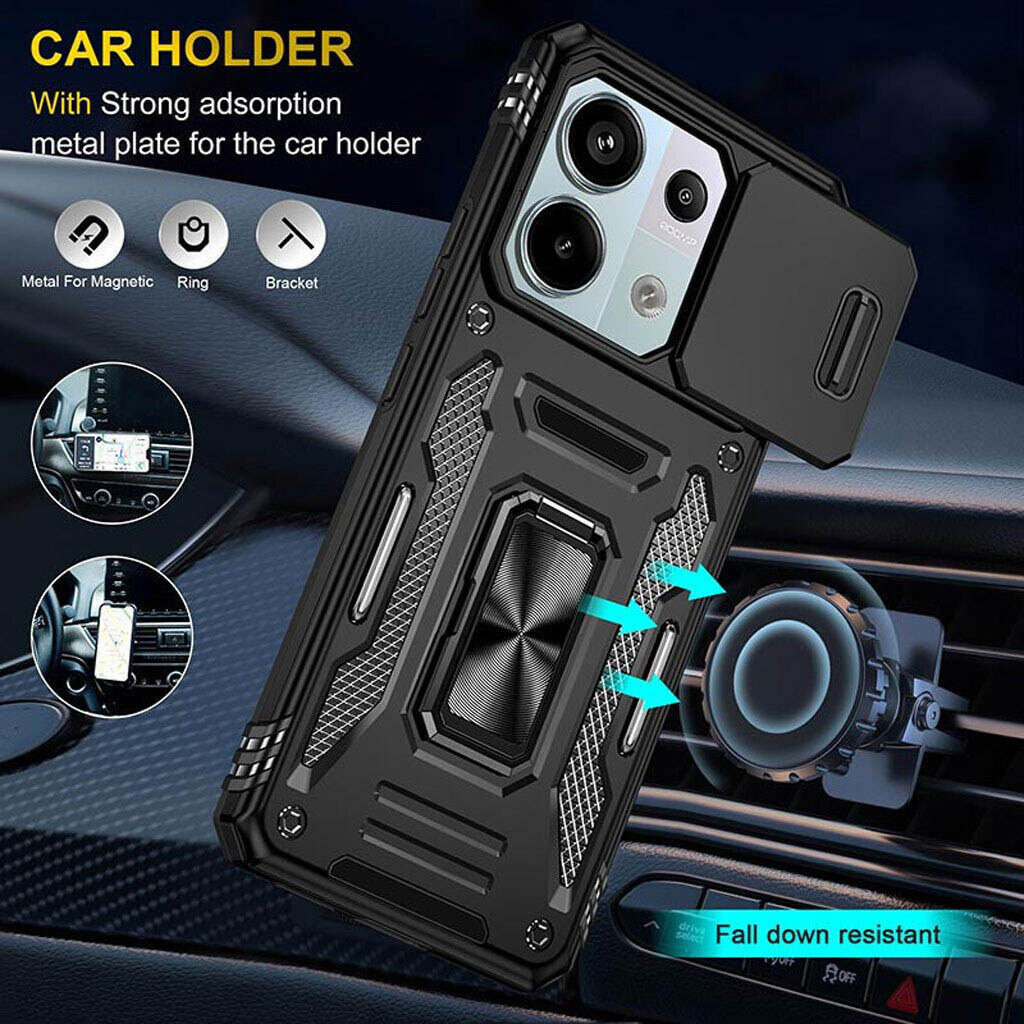 Чехол (накладка) Xiaomi Poco C85 / Redmi 15C, Epik Camshield Army Ring, Черный - № 4 Чехол (накладка) Xiaomi Poco C85 / Redmi 15C, Epik Camshield Army Ring, Черный - № 4