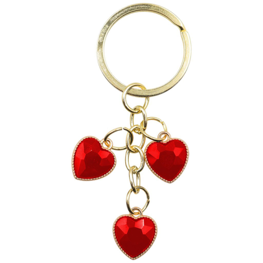 Брелок для ключей металлический с камнями "Сердечка" - № 2 Брелок для ключей металлический с камнями "Сердечка" - № 2