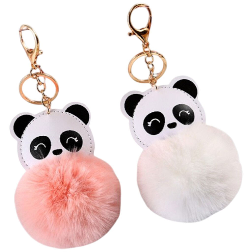 Брелок для ключів "Панда" з пухнастою кулькою - № 2 Брелок для ключів "Панда" з пухнастою кулькою - № 2