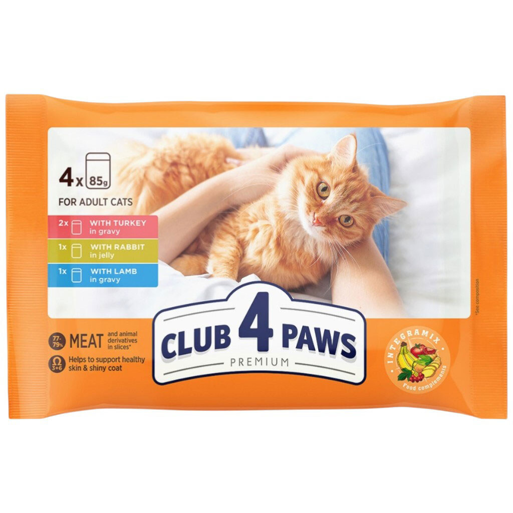 Набор кормов для взрослых кошек C4Р Premium, микс, 85 г х 4 шт/уп. - № 1 Набор кормов для взрослых кошек C4Р Premium, микс, 85 г х 4 шт/уп. - № 1