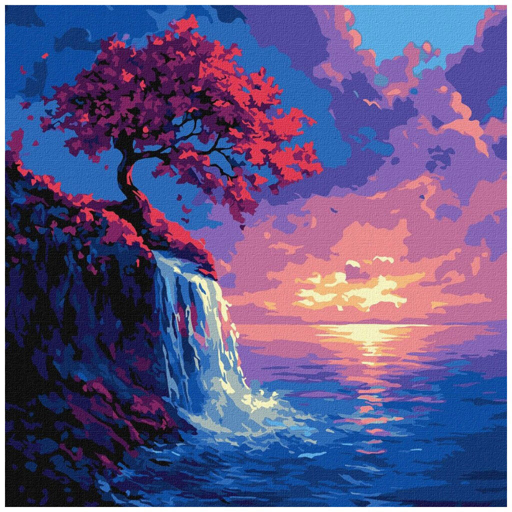 Картина за номерами "Сакура в потоці", 40х40 см, Ідейка - № 1 Картина за номерами "Сакура в потоці", 40х40 см, Ідейка - № 1