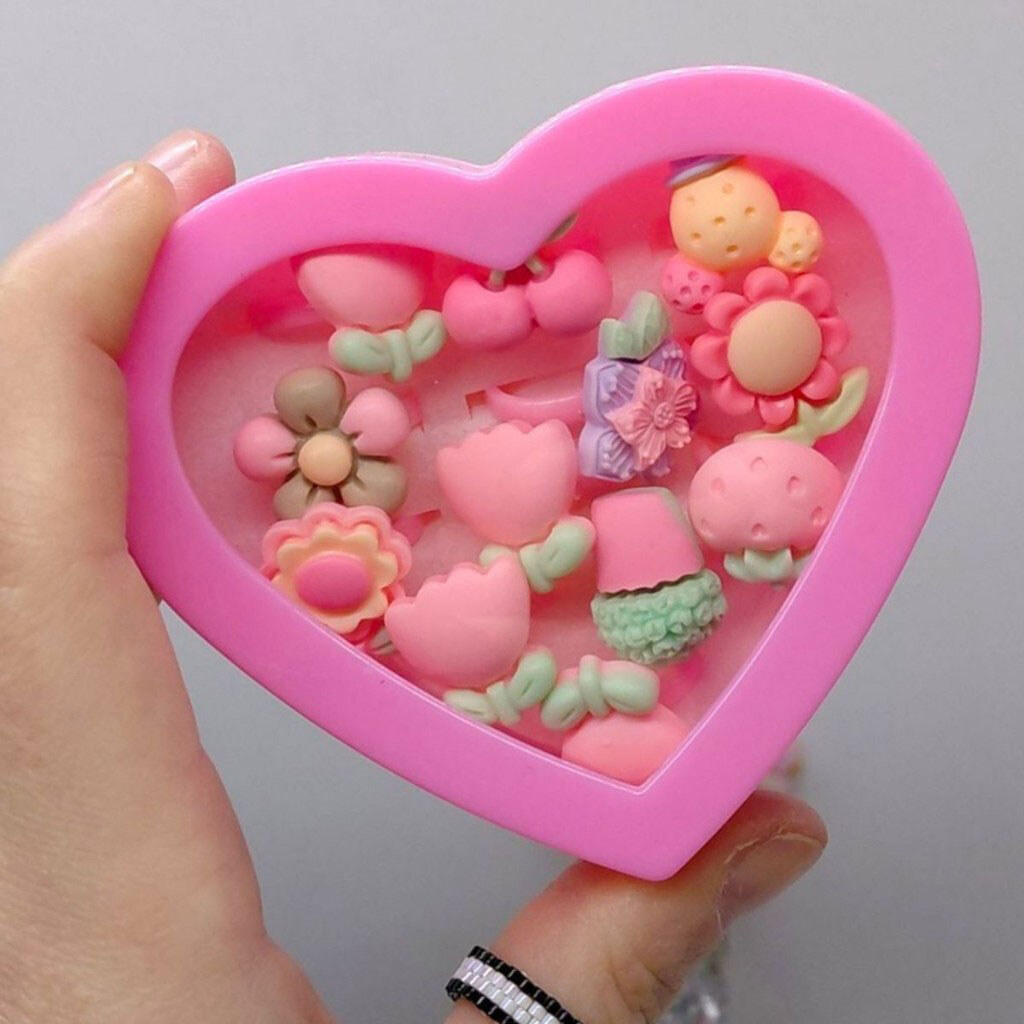 Кольцо пластиковое детское "СЕРДЦЕ", 12шт в подарочной кор., Mic - № 2 Кольцо пластиковое детское "СЕРДЦЕ", 12шт в подарочной кор., Mic - № 2